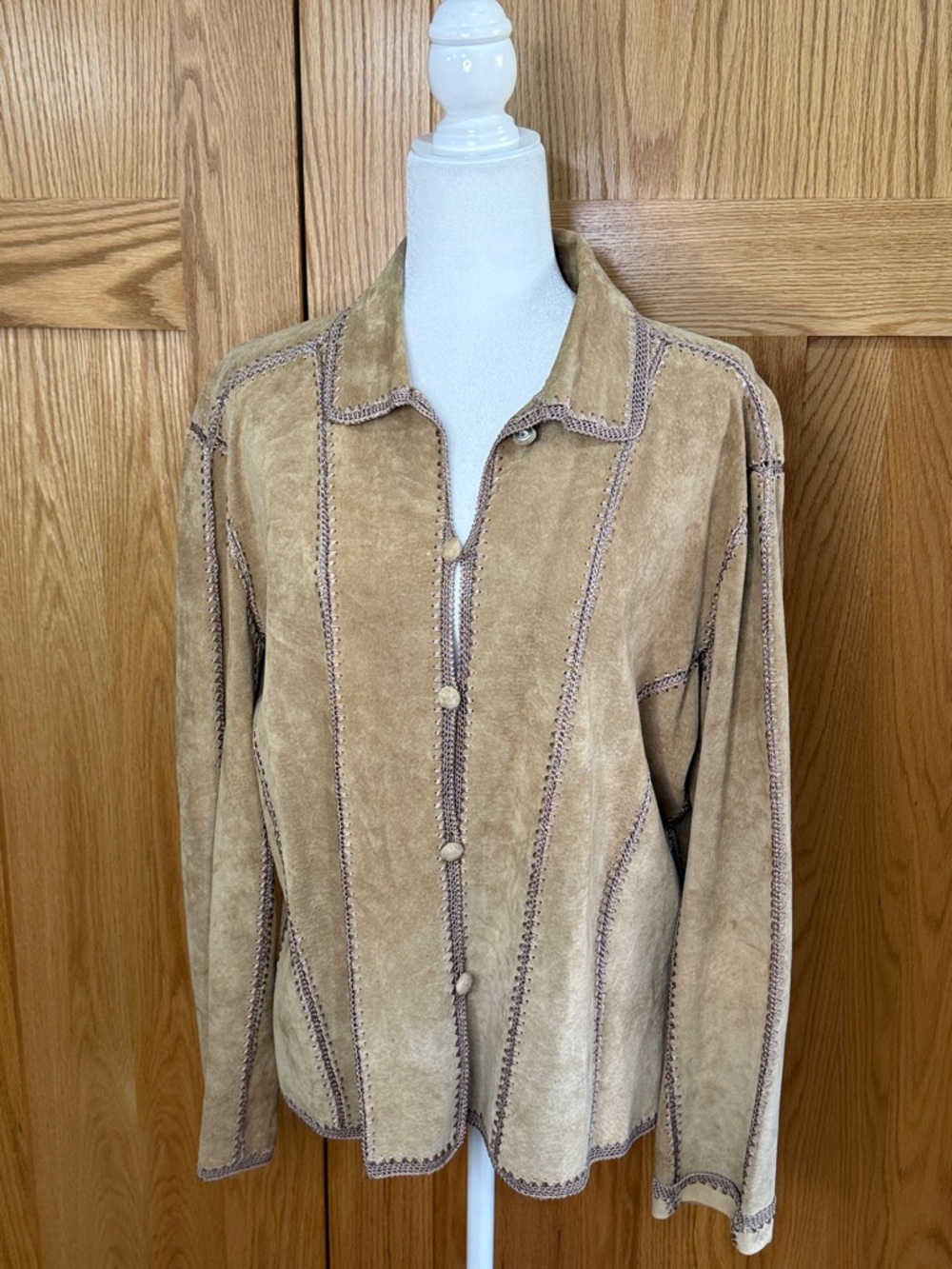 Chico's Tan Suede Button-Front Shirt